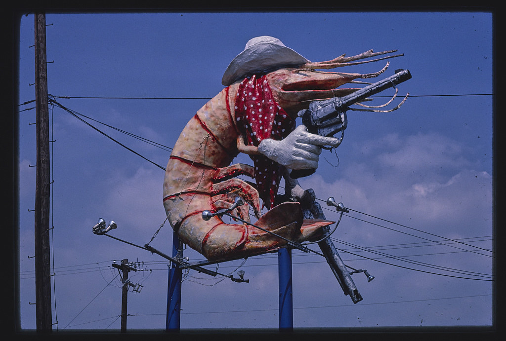 Christie's Restaurant sign, cowboy shrimp, Houston, Texas (LOC)