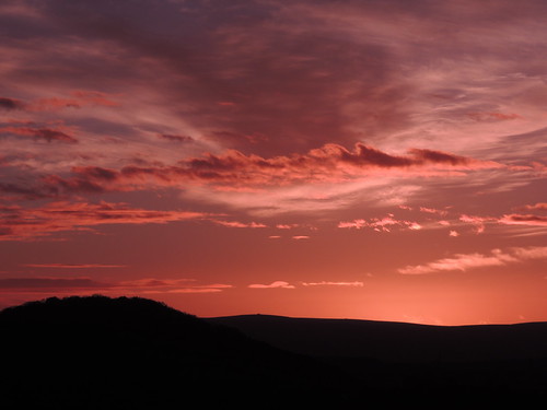 Red Sky at Night by Kevin Boulton,           ogwell dartmoor clouds dusk red pink black outdoor outdoors outside sun sunshine heat hot 