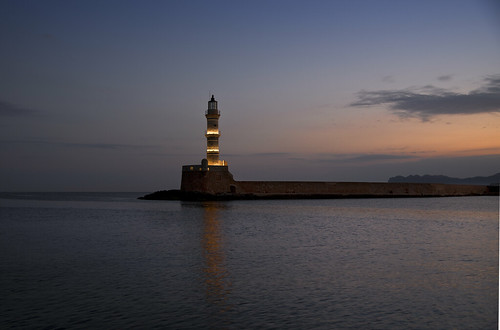 lighthouse harbour dawn sunrise chania crete greece sea nikond750 reflections