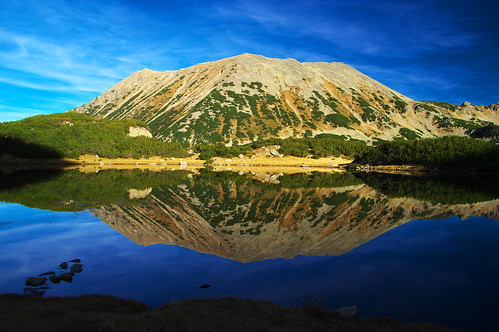 mountain peaks water blue reflection pirin bulgaria