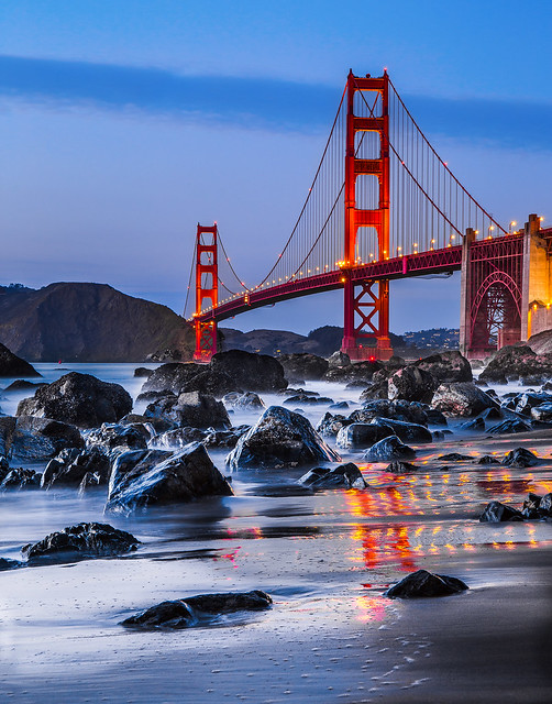 Golden Gate Bridge at the blue hour