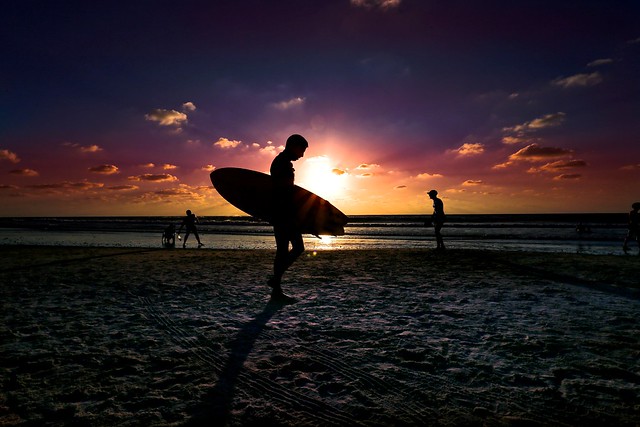 Surfer at sunset - Tel-Aviv beach