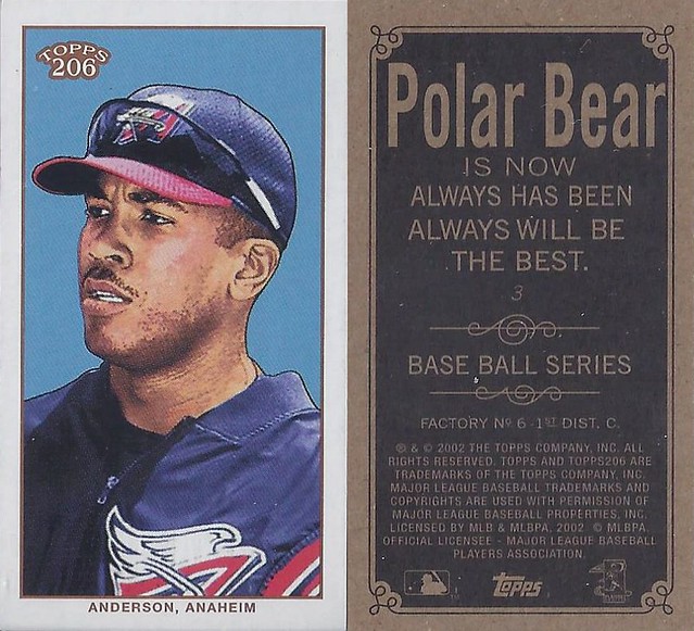 2002 Topps 206 Mini Baseball Card / Series 1 / Polar Bear - GARRET ANDERSON #3 (Outfielder) (California Angels)