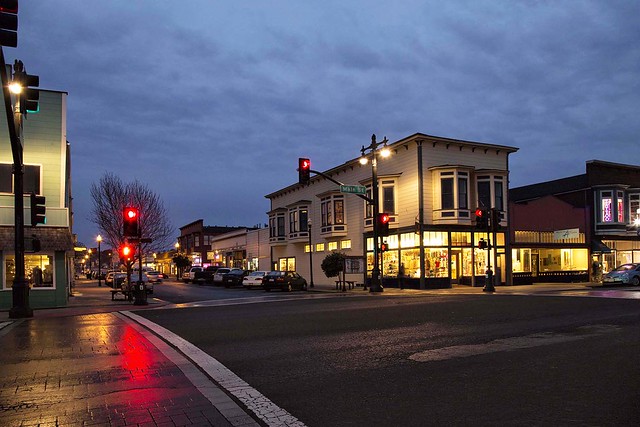 Rita Crane Photography: Main Street, Fort Bragg on a Rainy Evening