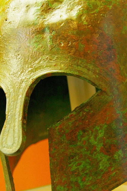 Greece - Delphi - Bronze Helmet Detail Museum of Delphi
