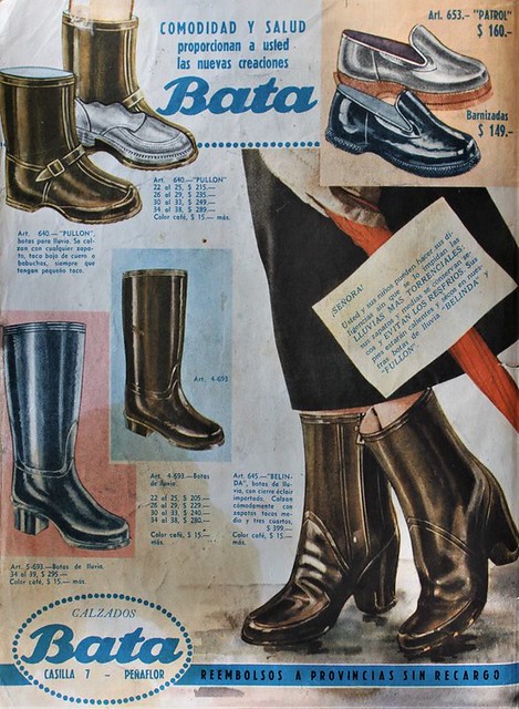 publicidad para Calzados BATA de Chile, funcionaba en Peñaflor 1957