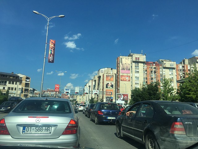 Driving on Bulevardia Bill Klinton, Pristina, Kosovo