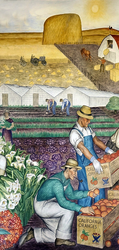 Mural at Coit Tower: California - Packing oranges