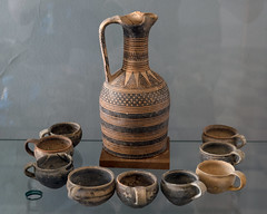 Geometric trefoil oinochoe and cups from Mantineia