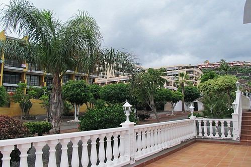 trees palm tenerife canaryislands puertodesantiago hotel buildings palms lamp balustrade