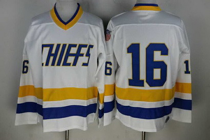 Men's Charlestown Chiefs #16 Jack Hanson White Stitched NHL Adidas Jersey