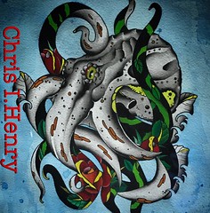 🌹🐙 liquid acrylic on arches cold press 11x17 for $150.00  I would also love to tattoo this design. Email if interested. chris@tattooboogaloo.com                    You can find me on Instagram as well. @chrishenry_tattoos.