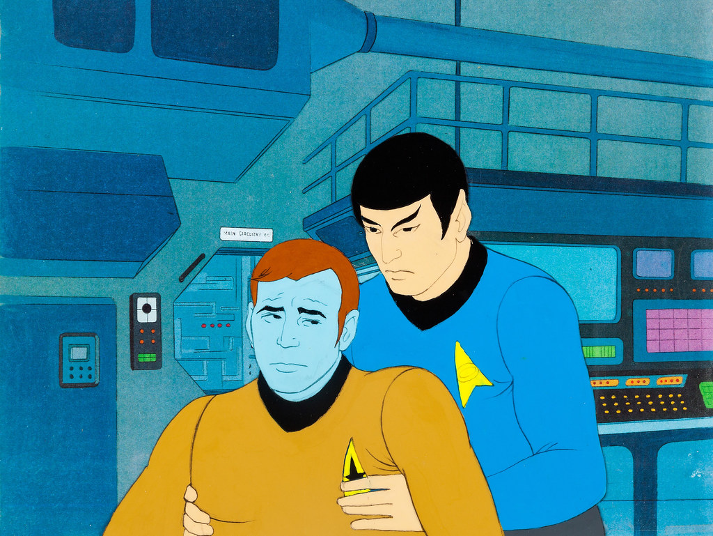 Blue Captain Kirk and Mr. Spock animation cel from Star Trek: The Animated ...