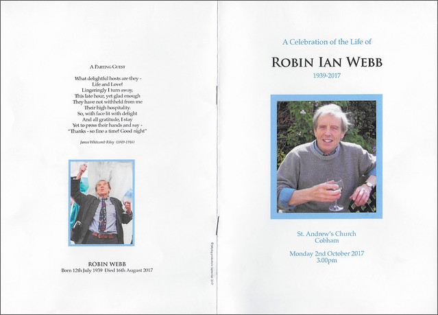 Order of Service for A Celebration of the Life of Robin Webb
