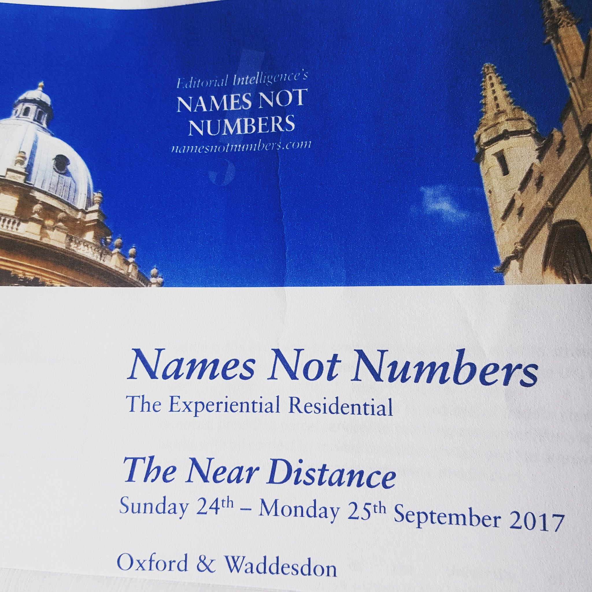 Names Not Number 2017 (Oxford and Waddesdon).  Curated by Julia Hobsbawm OBE.  www.namesnotnumbers.com