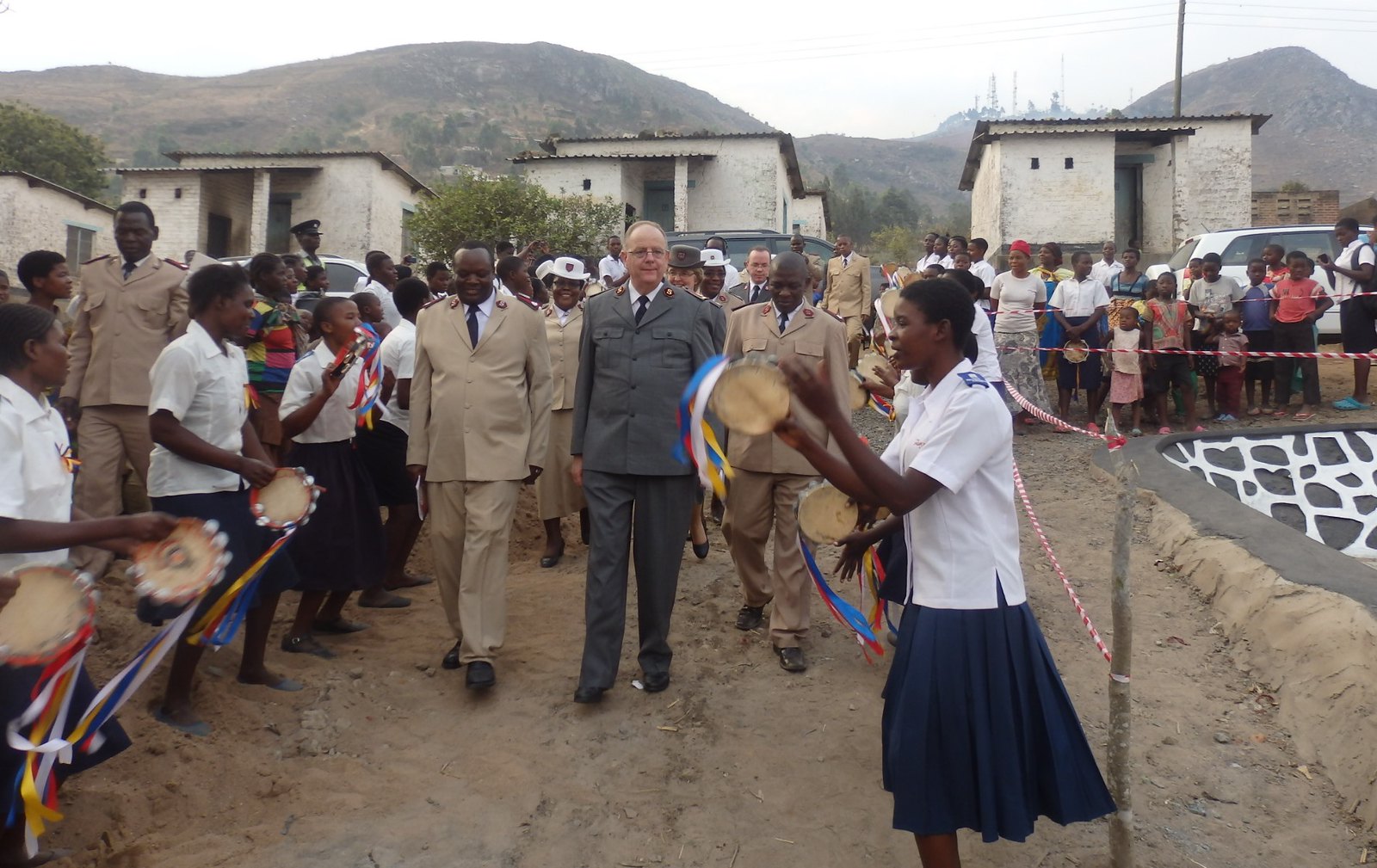 The General leads a walk to site being developed by the Malawi Territory