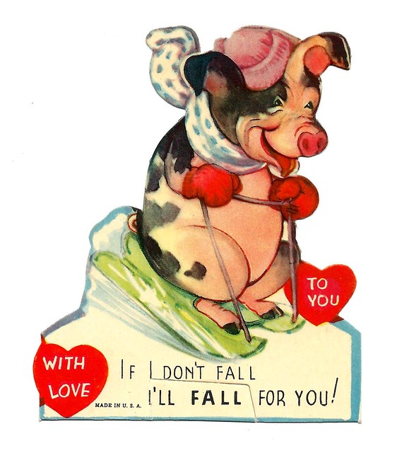 Vintage Valentine Card - To You With Love, If I Don't Fall -- I'll Fall For You, Made In USA, Circa 1940s