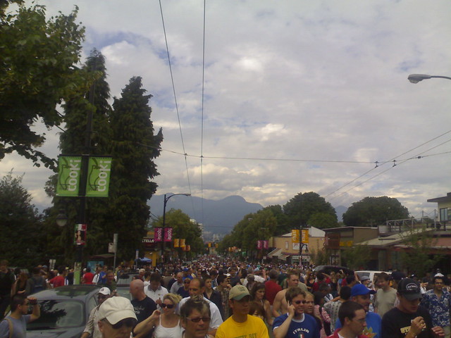 Crowd on Commercial Drive after Italy Wins the World Cup
