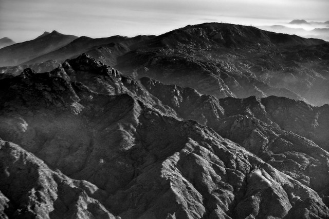 Sometime You Get a Planeside View to Mountain After Mountain... (Black & White)