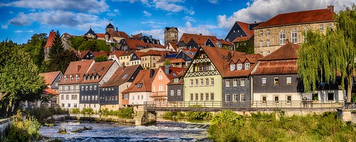 kronach upper franconia hdr panorama cityscape haslach fortress houses river