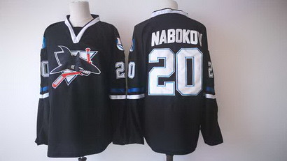Men's San Jose Sharks #20 Evgeni Nabokov Black Adidas Stitched Jersey
