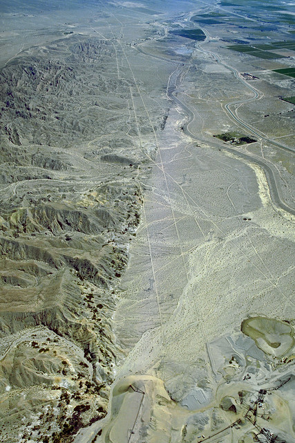 Aerial view of the San Andreas Fault and the Indio Hills, Indio and Coachella, Riverside County, California