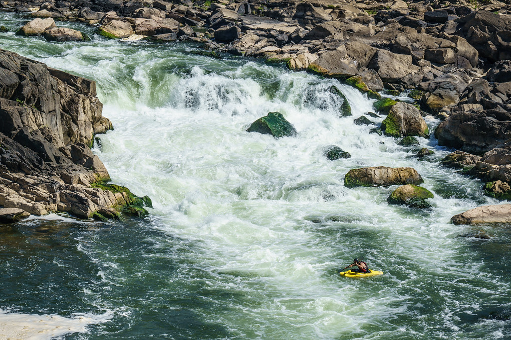 Kayaker Braves the Rapids of Great Falls