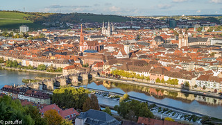 Würzburg city view during sunset
