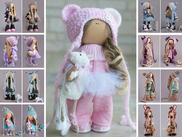 Christmas Doll Fabric Doll New Year Doll Textile Winter Doll Pink Rag Doll Cloth Doll Tilda Doll Baby Doll Handmade Doll Muñecas by Alena R
