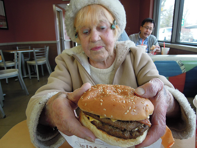 Mom turned 88 years old, but can still handle a Burger King 