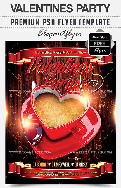 Valentines Party – Free Flyer PSD Template + Facebook Cover