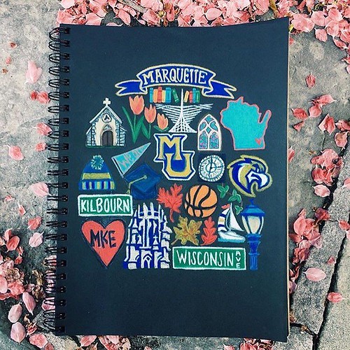 Happy #MUHomecoming Friday, Marquette! Art by @cathstriets and shared by @artofmarquette