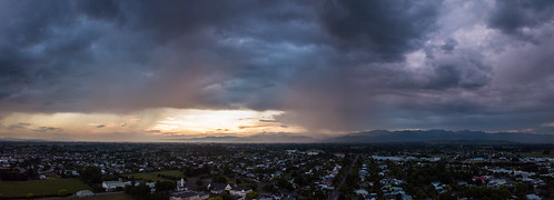 Masterton Pano [2] by Robert Brienza, Checking out the sunset and approaching storm over Masterton, New Zealand. Pushing the Mavic a bit, 