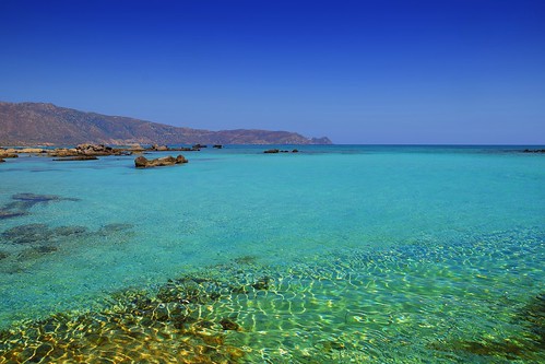 summer mood landscape view seascape nature water sea blue colours hills mountains island hot beach rocks elafonissi crete kriti kreta greece greek