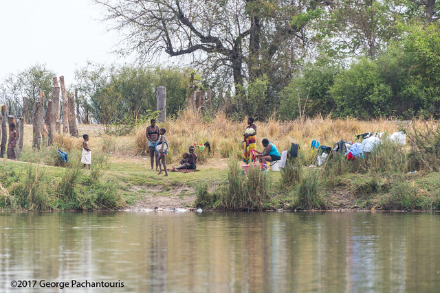 People in the Kavango river, Namibia
