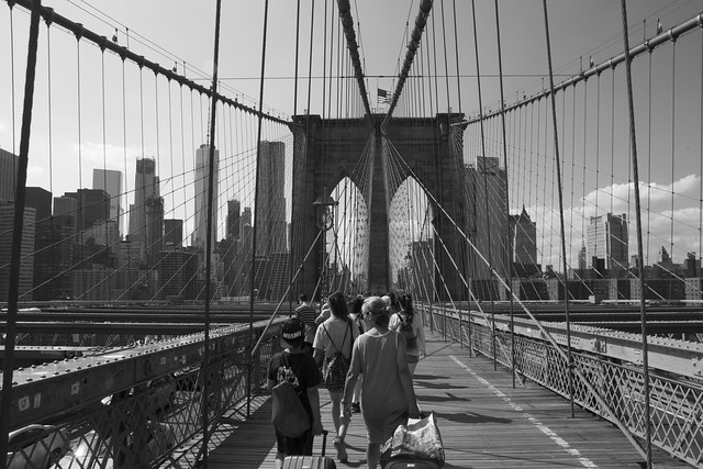 Walking in the Brooklyn Bridge