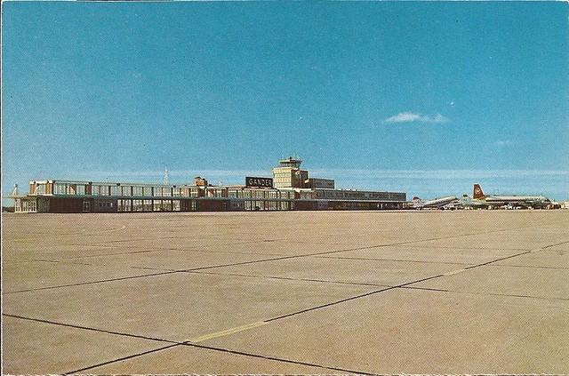 Gander International Airport (YQX) postcard - 1960's