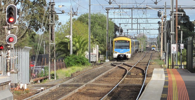 Trains near Footscray station