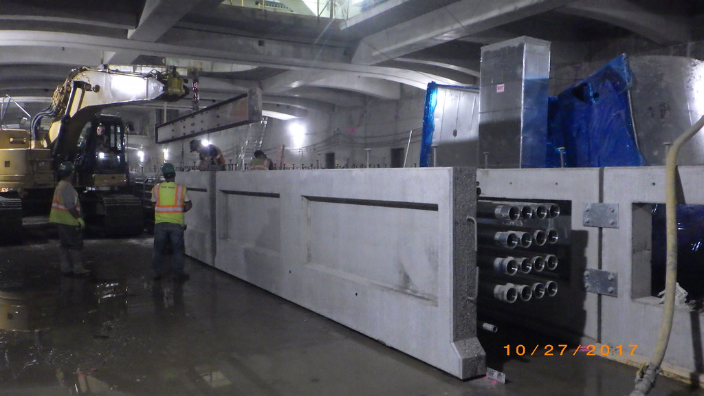 Pre-cast platform wall which will form the lower level passenger platform in the West Cavern Terminal. (CM007, 10-27-2017)