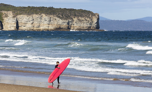 cliftonbeach beach surf surfing surfer board sand waves cliffs water tasmania