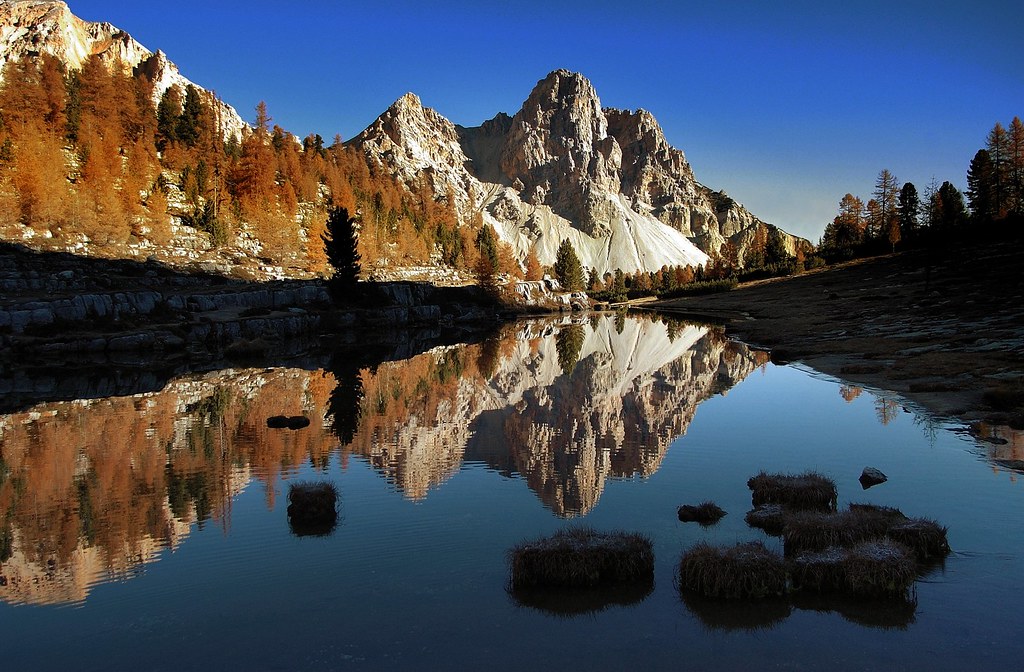 Lé Vërt / Grünsee auf Kleinfanes mit der Furcia dai Fers / Eisengabelspitze