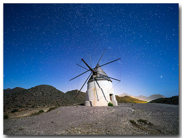 Molino de viento del Collado de los Genoveses. Parque natural del Cabo de Gata - Nijar, Almeria, España.