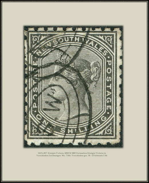 MiNr. 057  Königin Victoria  6050 M 1882 Freimarken Königin Victoria in Verschieden Zeichnungen  Wz. 7 Bdr. Verschieden gez. 10 - 13 Schwartz I Sh