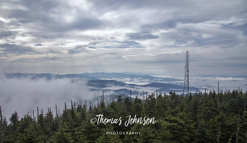 tennessee outside outdoors canon digital 5d markiv 5dmarkiv gorgeous foggy morning tower mountains clingmansdome dome thomasjohnsonphotography ©thomasjohnsonphotography ©2017thomasjohnsonphotography trees pine clouds blue clearing cold windy 2017 stunning hiking unitedstates northcarolina