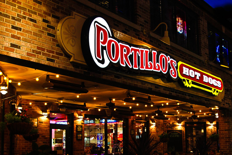Portillo's Hot Dog Sign in Chicago