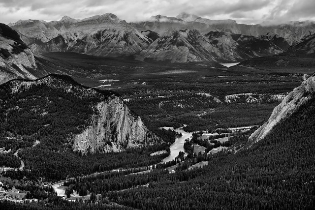 Views Seen on a Gondola Ride (Black & White, Banff National Park)