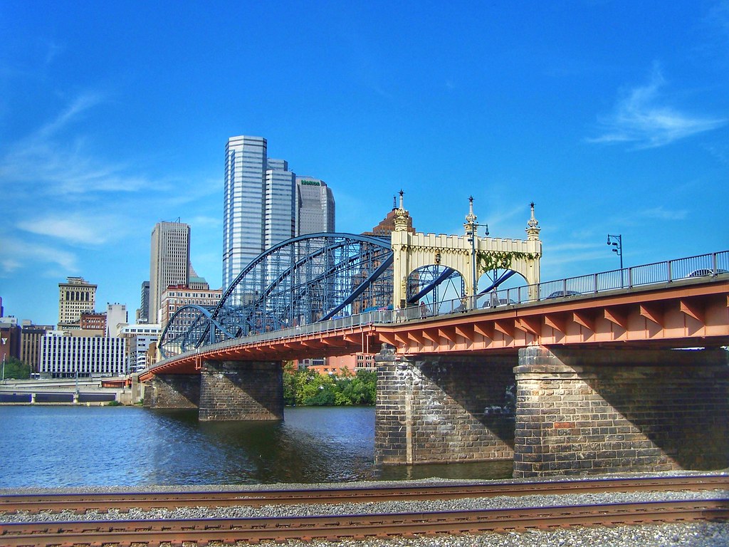 Pittsburgh Pennsylvania   -  The Smithfield Street Bridge  1883  - Historic NRHP