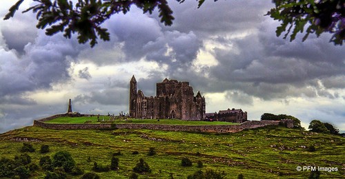 rockofcashel countytipperary cashel tipperary outdoor landscape trees field grass ireland sky clouds wall rocks sheep leaves green gray canon eos 7d slr ruins