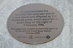 Canary Wharf IRA plaque