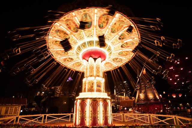Tivoli Gardens amusement park's chairs swing